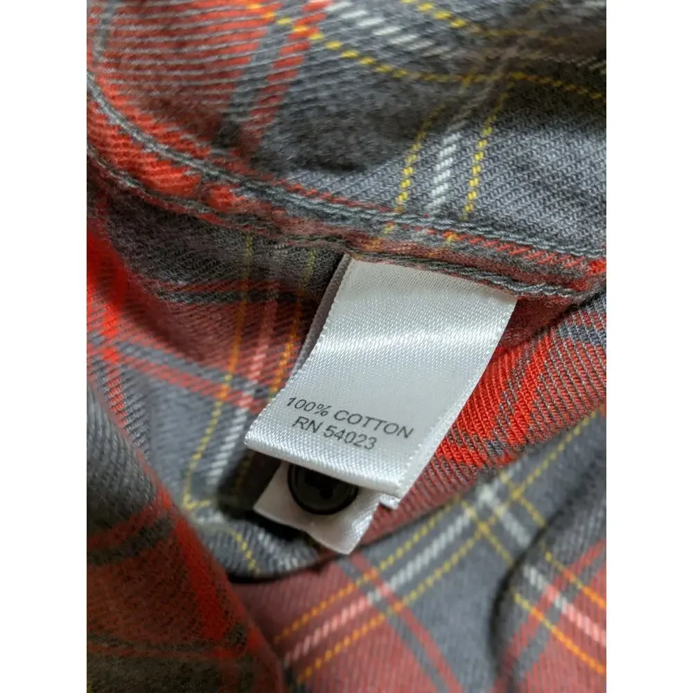 Banana Republic Men's Plaid Flannel Shirt Red & Grey Medium
